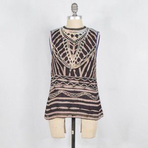 Nanette Lepore Blue Gauzy Silk Chiffon Shiny Sequin Blouse